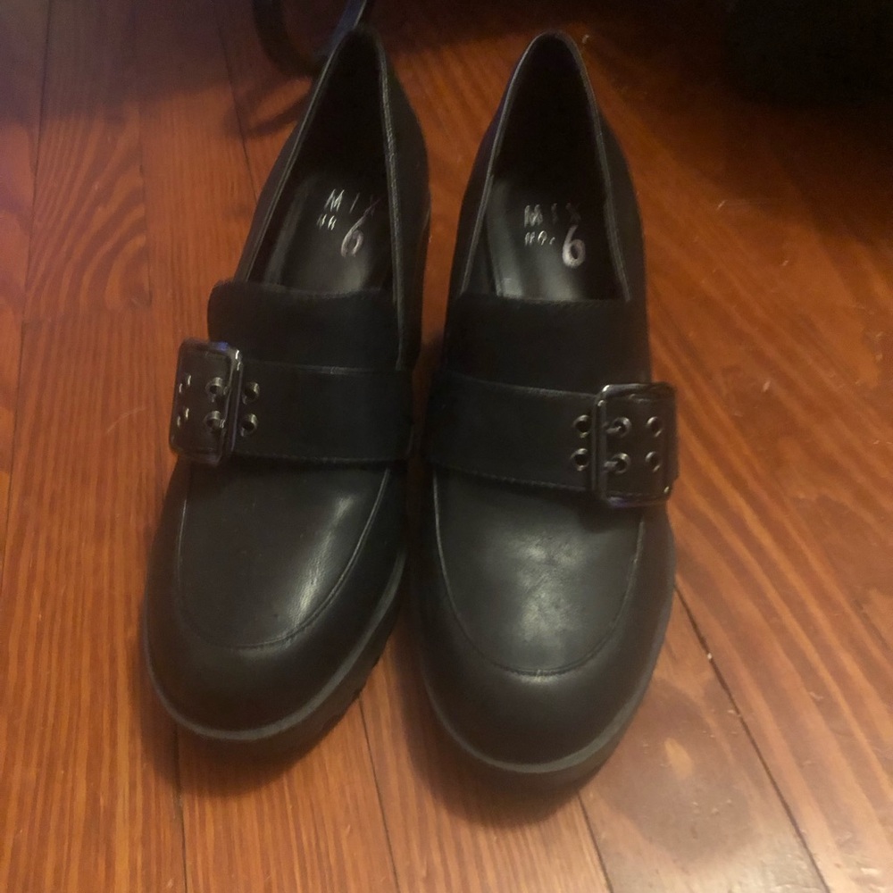 Mix No. 6 Black Leather Loafers with Buckle